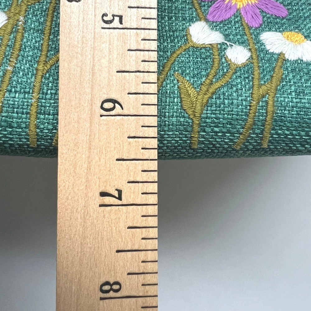 Embroidered Floral Cosmetic Bag Makeup Pouch Green Daisy Travel Toiletry Case - Picture 12 of 13